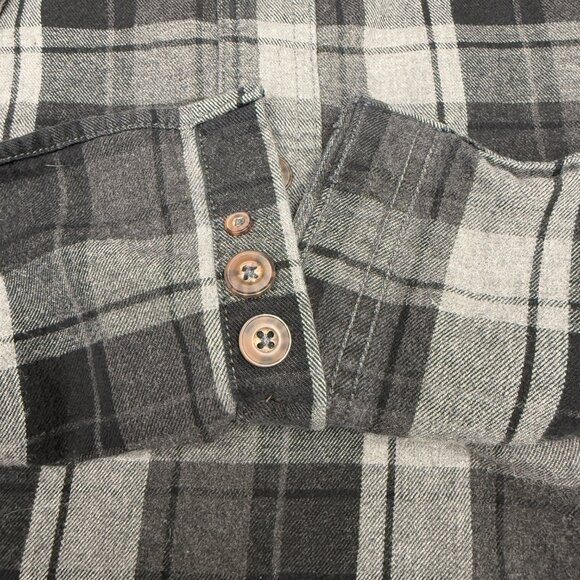Men's DULUTH TRADING Free Swingin' Flannel Black/Gray Plaid Shirt- Size L - Picture 8 of 12